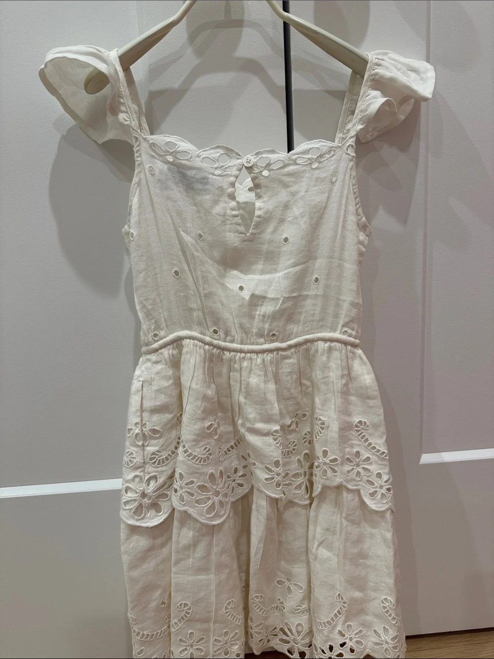 Sea New York white Eyelet Linen-Blend Mini Dress